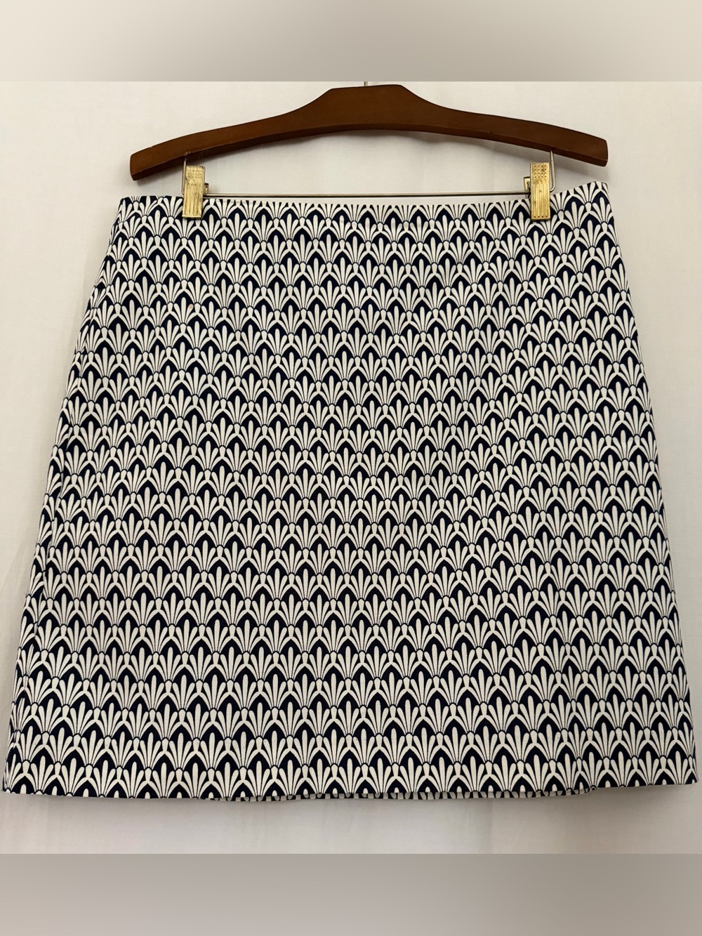 Talbots Cotton Geometric Pattern Print Skirt - Navy & White - Size 12